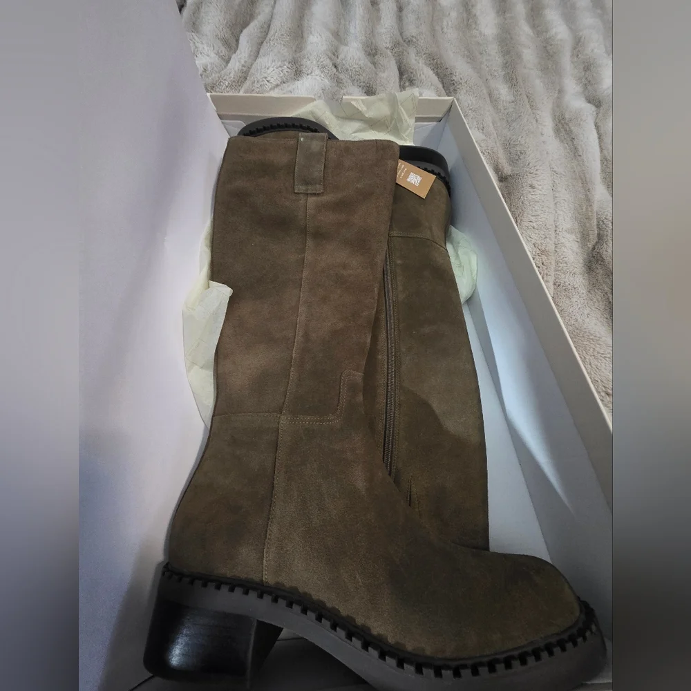 Dolce Vita Olive Suede Tall Pull-On Riding Boots